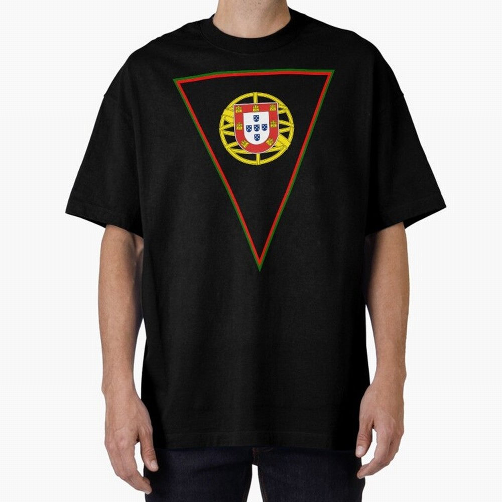 Portugal Flag & Coat of arms Oversized T-Shirt Show Fan Pride Across FIFA World Cup 2026 Spirit, Capturing England, Haaland, Vintage Soccer Flavor, Modern Football Stars, National Flags and Final Night Emotion; Ideal for Passionate Fans Who Love
