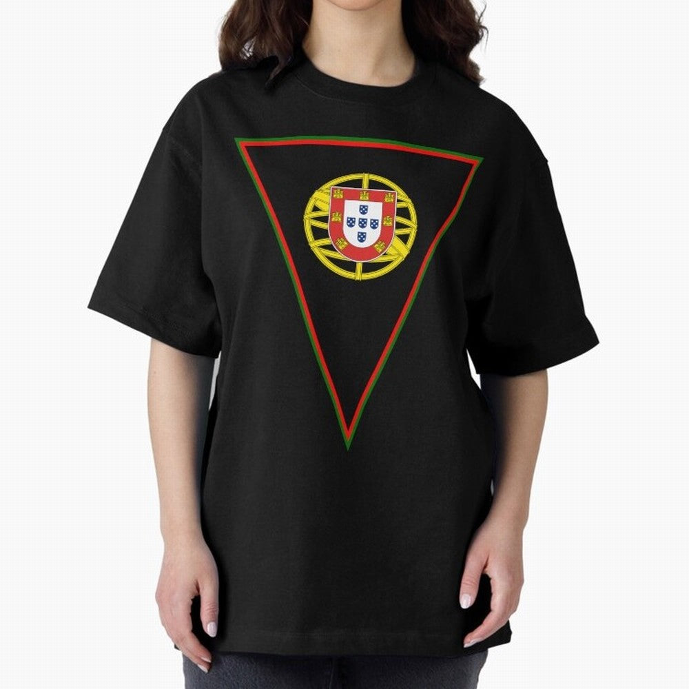 Portugal Flag & Coat of arms Oversized T-Shirt Show Fan Pride Across FIFA World Cup 2026 Spirit, Capturing England, Haaland, Vintage Soccer Flavor, Modern Football Stars, National Flags and Final Night Emotion; Ideal for Passionate Fans Who Love