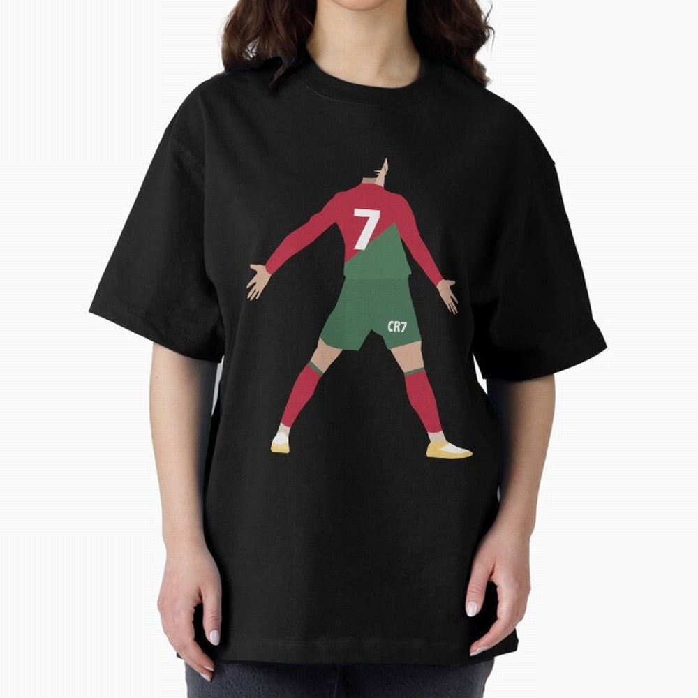 Cristiano Ronaldo illustration Oversized T-Shirt Bring Retro Soccer Energy to FIFA World Cup 2026 Group Stage Spirit, Capturing England, Neymar, Classic Soccer Heritage, Championship Pressure, Fan Loyalty and International Pride; Great for Watch
