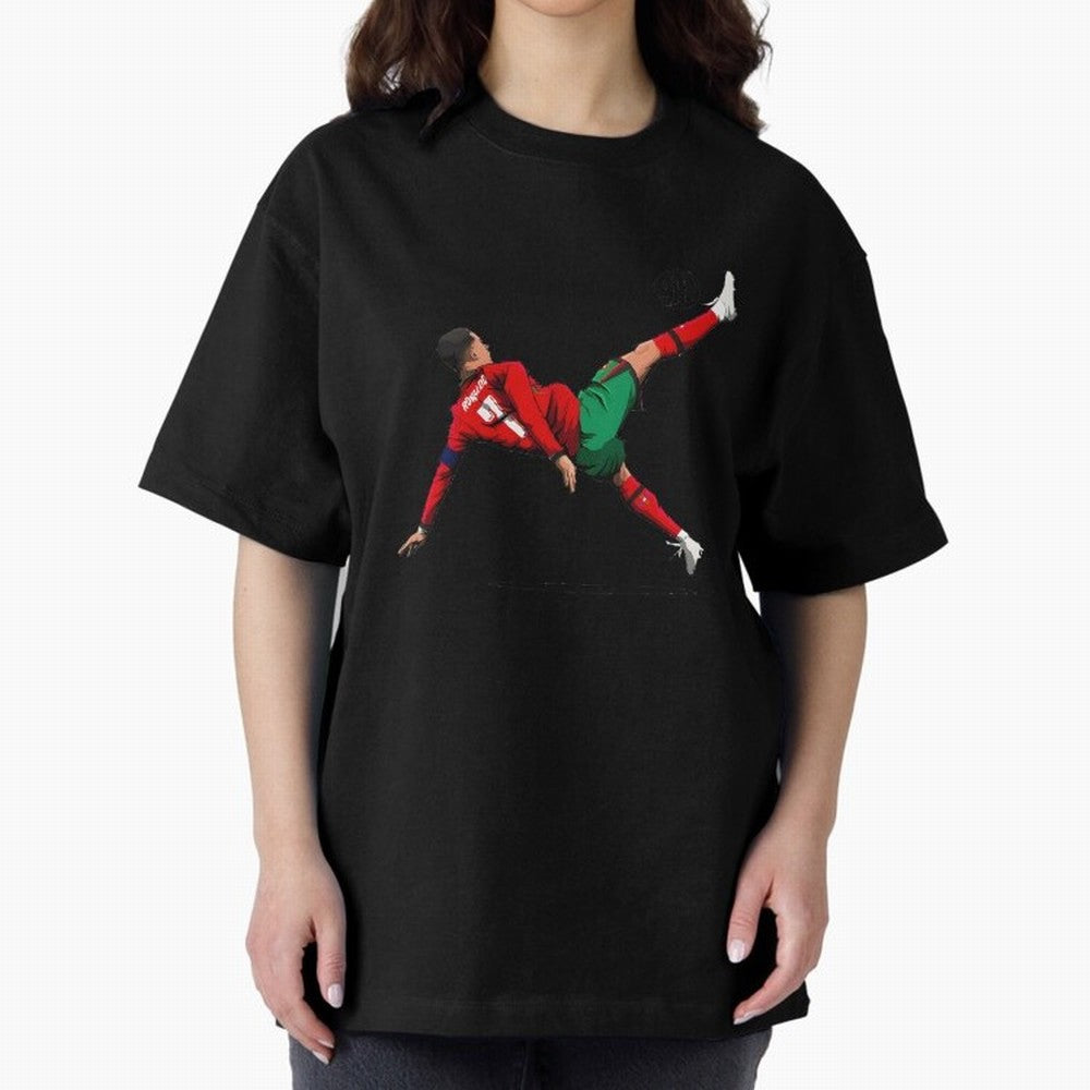 Cristiano Ronaldo 910th Goal Bicycle Kick Tribute Oversized T-Shirt Fuel the Hype around the FIFA World Cup 2026 Group Stage Journey through Neymar, Haaland and Cristiano Ronaldo Highlights, Brazil, Portugal and Argentina Pride, Stadium Chants,