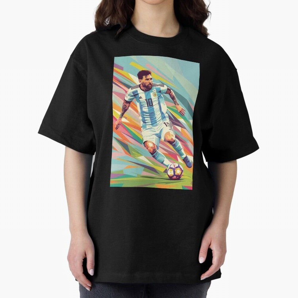 Messi in action Graphic poster design Oversized T-Shirt Make Every Match About the FIFA World Cup 2026 USA Canada Mexico Journey through Neymar Highlights, Brazil, Portugal and Argentina Pride, Football Passion, Legendary Performances, Festival