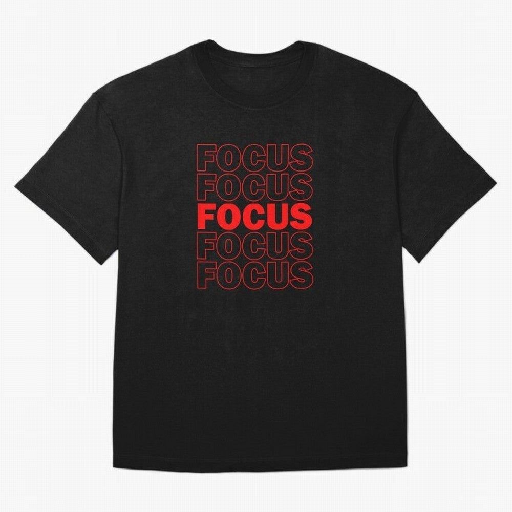 Focus Focus Focus (Red) Oversized T-Shirt Remember Global Football Passion for FIFA World Cup 2026 USA Canada Mexico, Driven by Mbappe and Neymar, Spain, Vintage Soccer Flavor, Modern Football Stars, National Flags and Final Night Emotion; Ideal