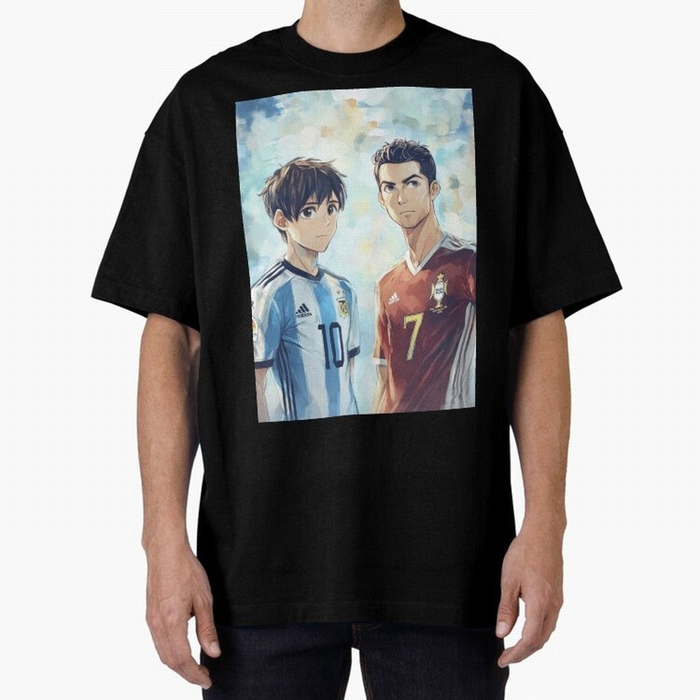 Lionel Messi and Cristiano Ronaldo Oversized T-Shirt Support Iconic Players in FIFA World Cup 2026 Spirit, Built around Argentina, France and Brazil, Neymar, Haaland and Cristiano Ronaldo, Football Passion, Legendary Performances, Festival Vibes