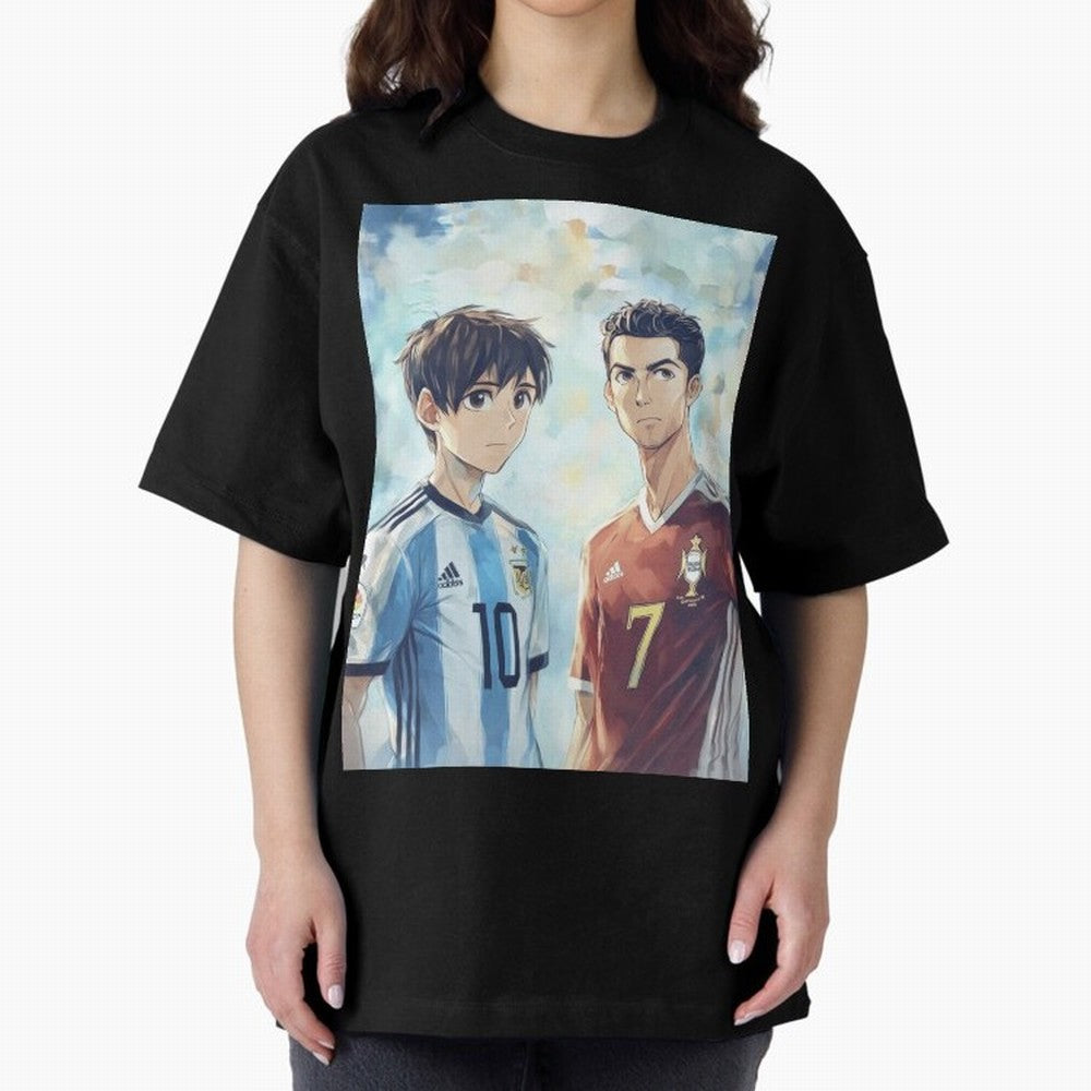 Lionel Messi and Cristiano Ronaldo Oversized T-Shirt Support Iconic Players in FIFA World Cup 2026 Spirit, Built around Argentina, France and Brazil, Neymar, Haaland and Cristiano Ronaldo, Football Passion, Legendary Performances, Festival Vibes