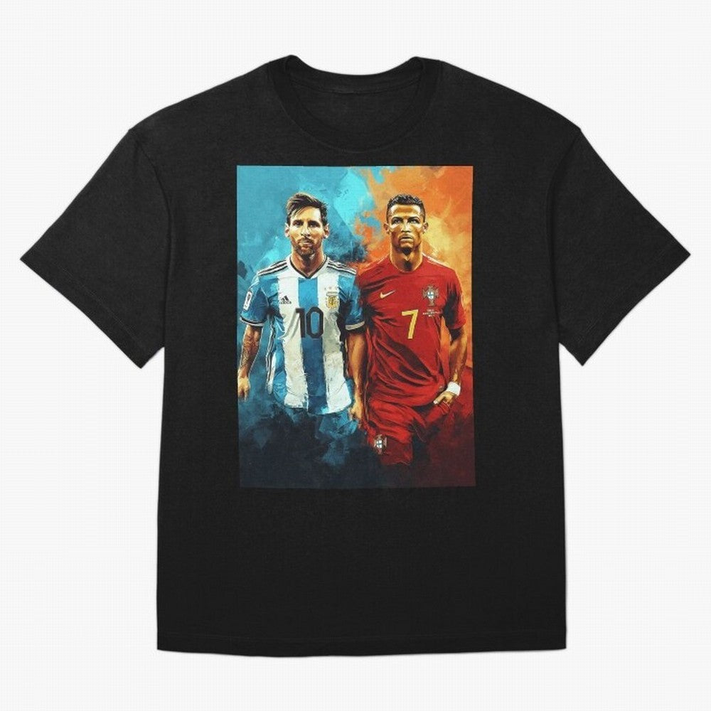 Lionel Messi and Cristiano Ronaldo Oversized T-Shirt Celebrate Every Goal in FIFA World Cup 2026 USA Canada Mexico Spirit, Driven by Spain and Netherlands, Neymar, Haaland and Cristiano Ronaldo, Sports Nostalgia, International Competition, Famous