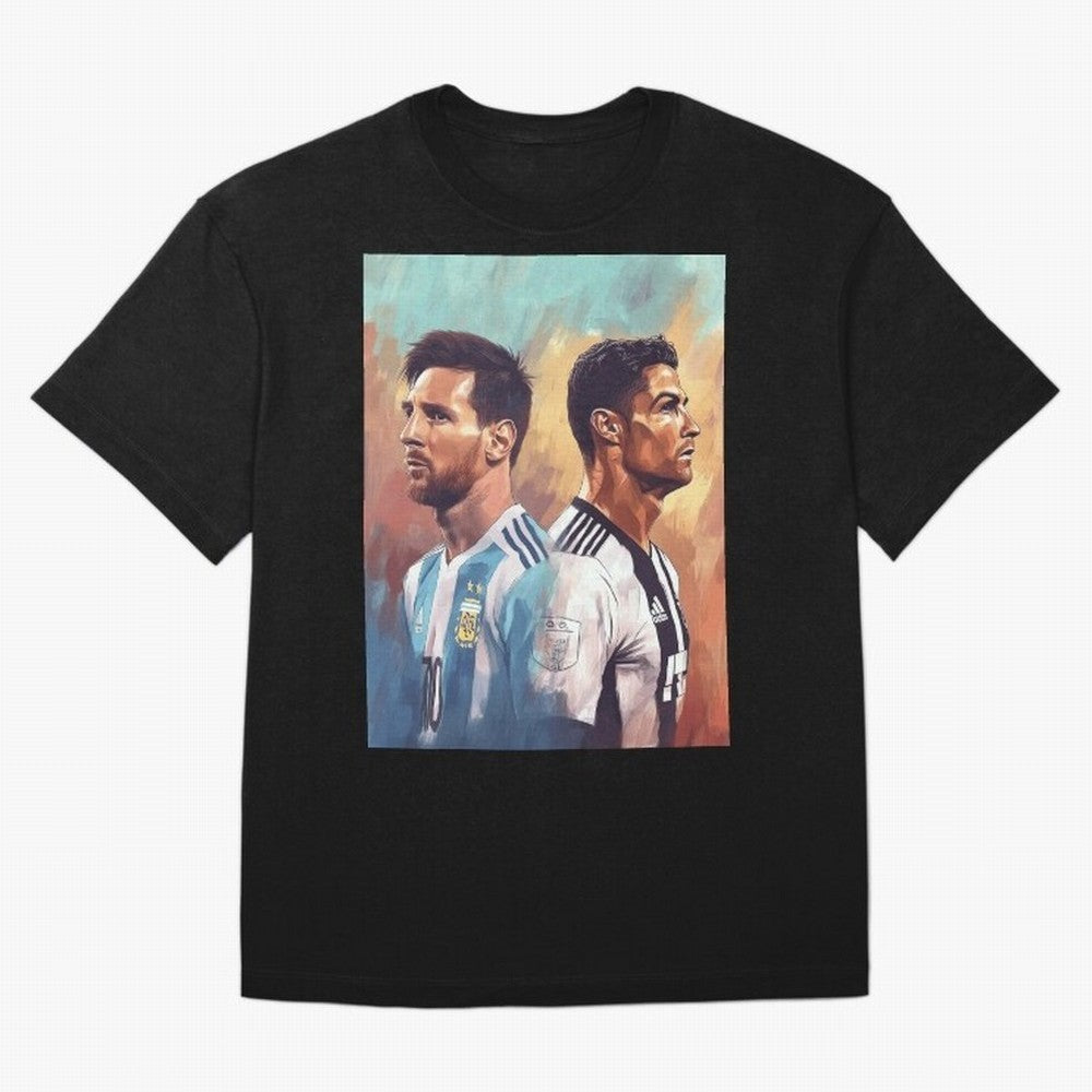 Lionel Messi and Cristiano Ronaldo Oversized T-Shirt Capture FIFA World Cup 2026 Group Stage Filled with CR7, France and Portugal Energy, Goal Celebration Energy, Supporter Heritage, Football Icons and Worldwide Tournament Joy; Great for Watch