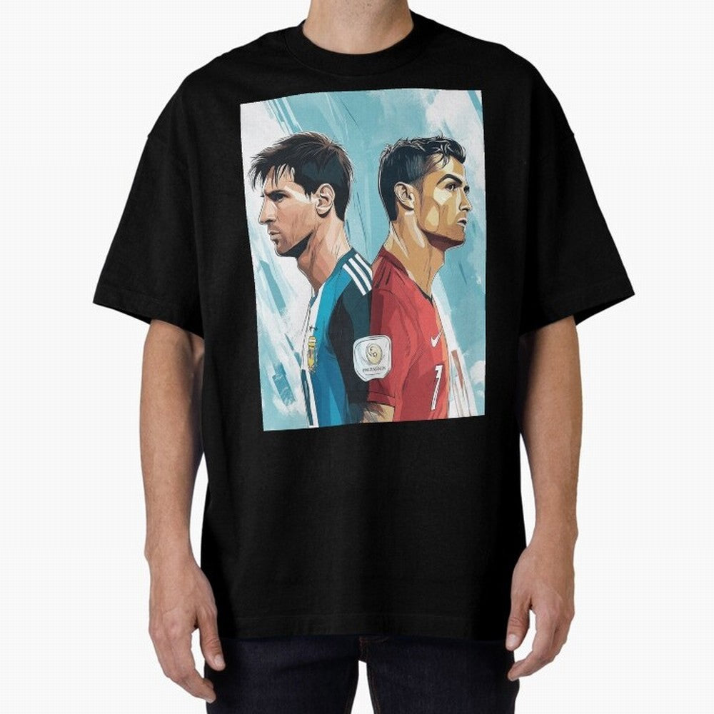 Lionel Messi and Cristiano Ronaldo Oversized T-Shirt Celebrate Match Day Hype around FIFA World Cup 2026, Neymar, Haaland and Cristiano Ronaldo, England, France and Netherlands, Stadium Chants, National Pride, Trophy Dreams and Unforgettable