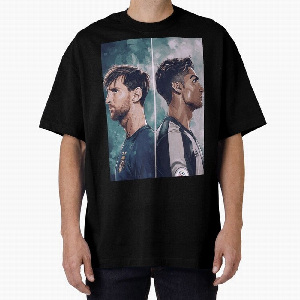 Lionel Messi and Cristiano Ronaldo Oversized T-Shirt Celebrate the Stars of FIFA World Cup 2026 Celebrating Messi, Spain Energy, Supporter Pride, Iconic Celebrations, Legendary Names and Global Match Day Energy; Made for Collectors Who Enjoy Iconic