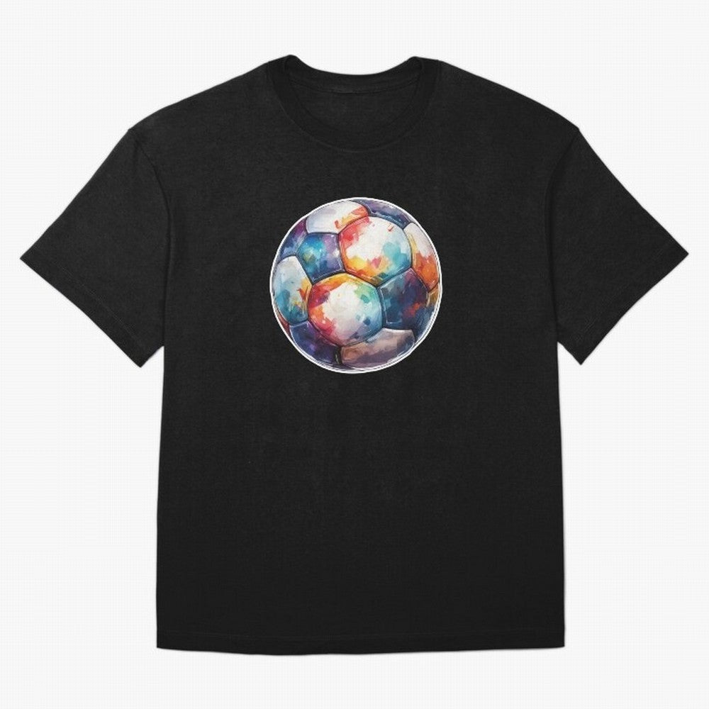 Football Soccer Ball Watercolor Illustration Drawing (Gray Blue BG) Oversized T-Shirt Showcase the FIFA World Cup 2026 Group Stage Journey through Neymar, Haaland and Cristiano Ronaldo Highlights, Brazil Pride, Champion Mindset, Group Stage Buzz,