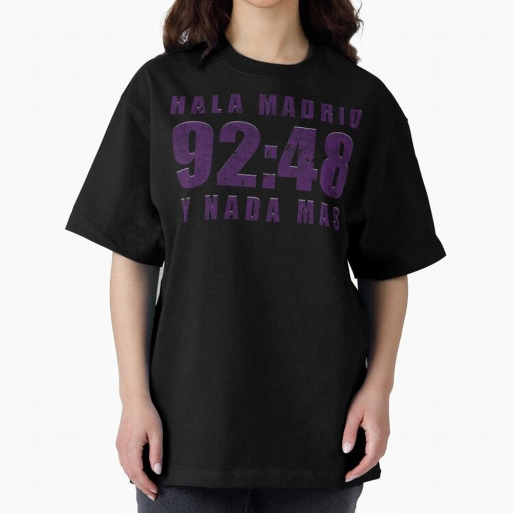 La Decima ChL 92:48 Madrid Hala Madrid Y Nada Mas History Made Madrid Bernabeu Football Soccer Legendary Oversized T-Shirt Represent FIFA World Cup 2026 Group Stage Spirit, Filled with England, France and Netherlands, Messi, CR7 and Mbappe, Global