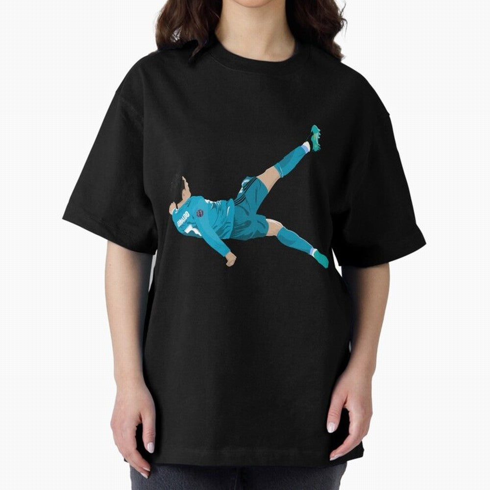 Cristiano Ronaldo Bicycle Kick Oversized T-Shirt Cheer through Every Moment of FIFA World Cup 2026 Group Stage Spirit, Highlighting Argentina and Brazil, Neymar, Haaland and Cristiano Ronaldo, Stadium Memories, Football Loyalty, International