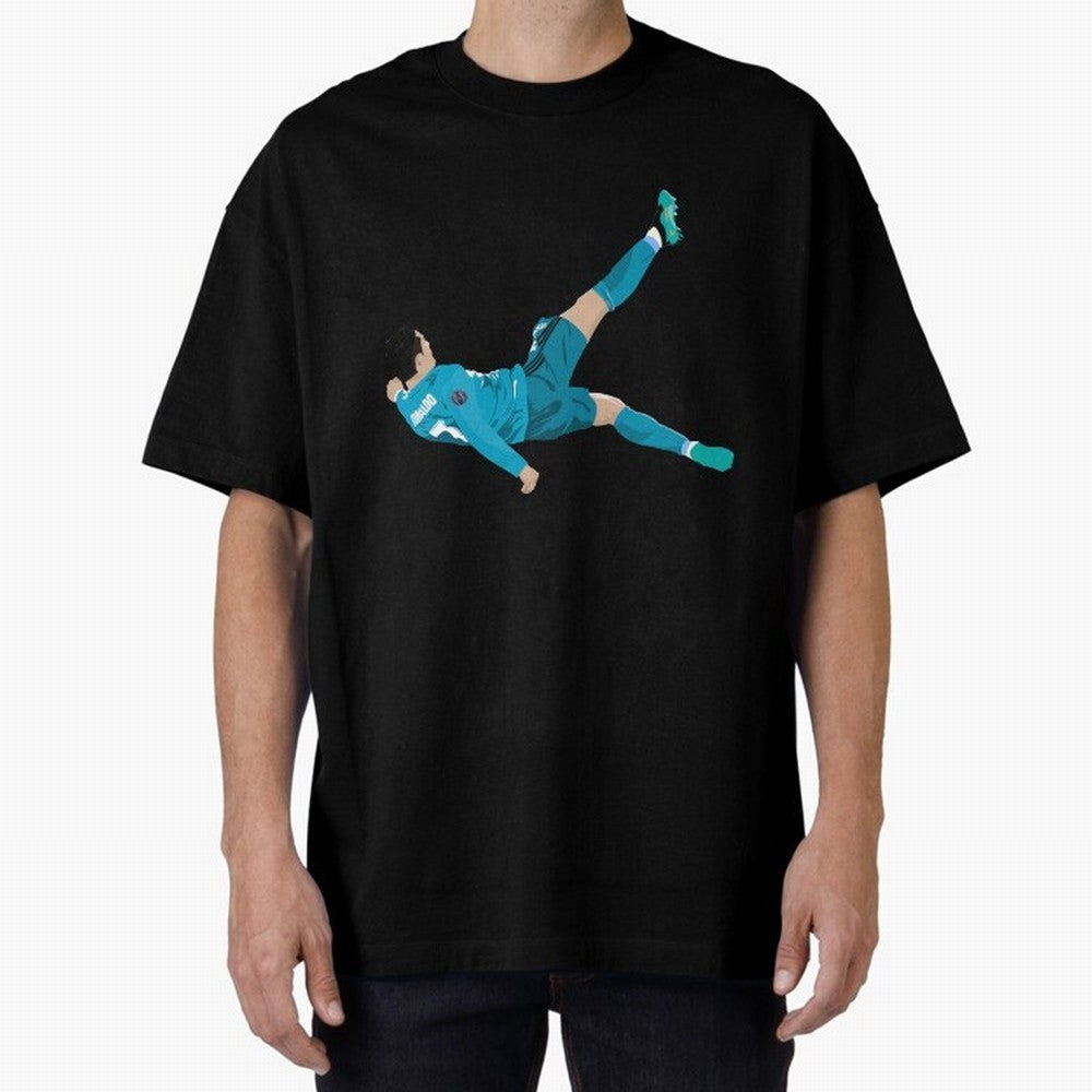 Cristiano Ronaldo Bicycle Kick Oversized T-Shirt Cheer through Every Moment of FIFA World Cup 2026 Group Stage Spirit, Highlighting Argentina and Brazil, Neymar, Haaland and Cristiano Ronaldo, Stadium Memories, Football Loyalty, International