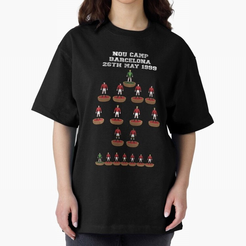Manchester United Champions League 1999 Oversized T-Shirt Show Your Tournament Heart for Global Football Passion for FIFA World Cup 2026 USA Canada Mexico, Highlighting Messi, CR7 and Mbappe, France, Goal Celebration Energy, Supporter Heritage,