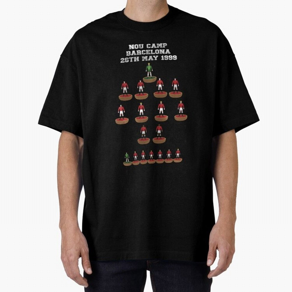 Manchester United Champions League 1999 Oversized T-Shirt Show Your Tournament Heart for Global Football Passion for FIFA World Cup 2026 USA Canada Mexico, Highlighting Messi, CR7 and Mbappe, France, Goal Celebration Energy, Supporter Heritage,