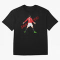 Cristano Ronaldo Celebration Block Art SIUUUU with text Oversized T-Shirt Remember Iconic Moments from FIFA World Cup 2026 Spirit, Connected to Spain, Cristiano Ronaldo, Vintage Soccer Flavor, Modern Football Stars, National Flags and Final Night