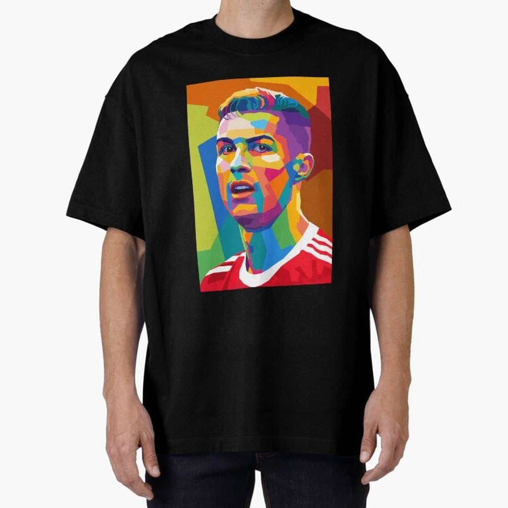 Cristiano Ronaldo Wpap Pop Art Oversized T-Shirt Treasure Match Day Hype around FIFA World Cup 2026, CR7, Spain, Classic Soccer Heritage, Championship Pressure, Fan Loyalty and International Pride; Made for Die Hard Supporters, Soccer Lovers, Game