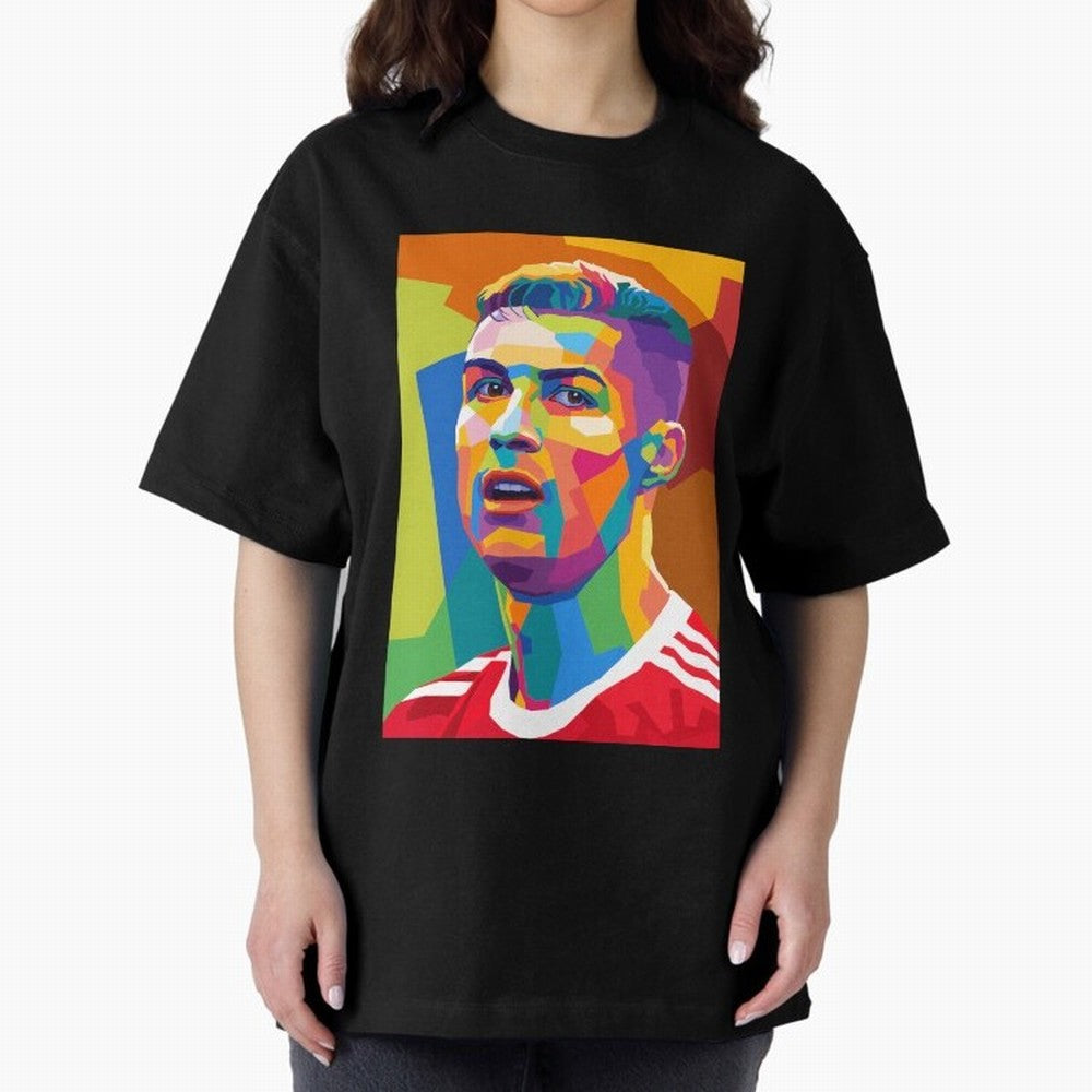 Cristiano Ronaldo Wpap Pop Art Oversized T-Shirt Treasure Match Day Hype around FIFA World Cup 2026, CR7, Spain, Classic Soccer Heritage, Championship Pressure, Fan Loyalty and International Pride; Made for Die Hard Supporters, Soccer Lovers, Game