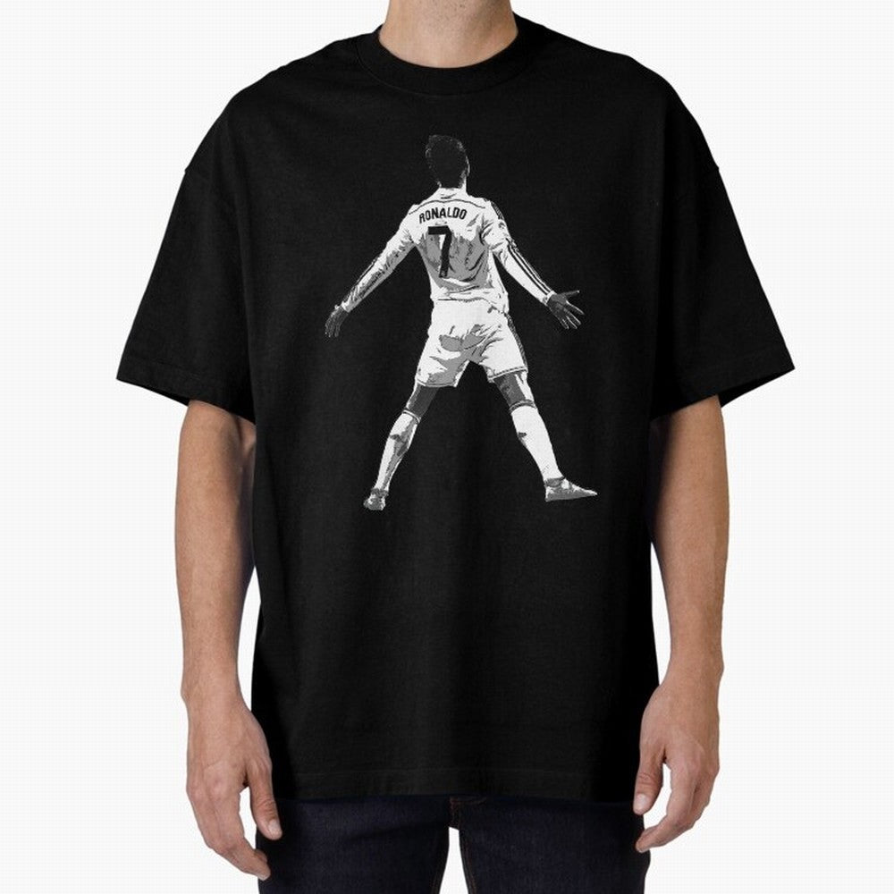 CR7 Cristiano Ronaldo Artwork - Pop Art Style Oversized T-Shirt Bring Stadium Energy to Global Football Passion for FIFA World Cup 2026 USA Canada Mexico, Connected to Messi, CR7 and Mbappe, Spain, Football Festival Excitement, Trophy Ambitions,
