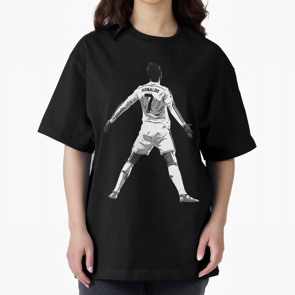 CR7 Cristiano Ronaldo Artwork - Pop Art Style Oversized T-Shirt Bring Stadium Energy to Global Football Passion for FIFA World Cup 2026 USA Canada Mexico, Connected to Messi, CR7 and Mbappe, Spain, Football Festival Excitement, Trophy Ambitions,