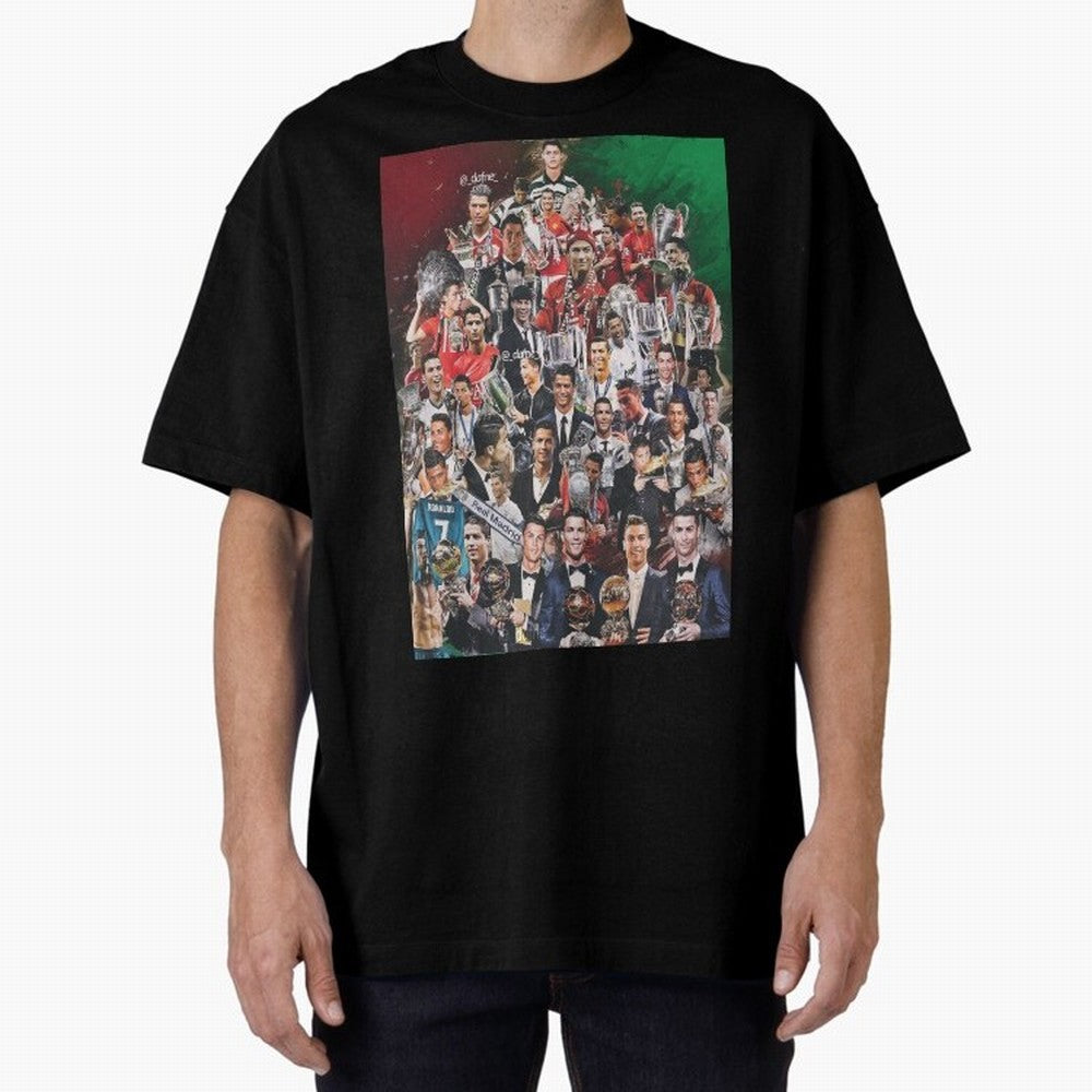 Cristiano Ronaldo (5th Ballon D'Or) Oversized T-Shirt Bring Global Football Passion for FIFA World Cup 2026, Connected to Neymar, England, France and Netherlands, Football History, Final Match Energy, Crowd Noise and Once in a Lifetime Moments;