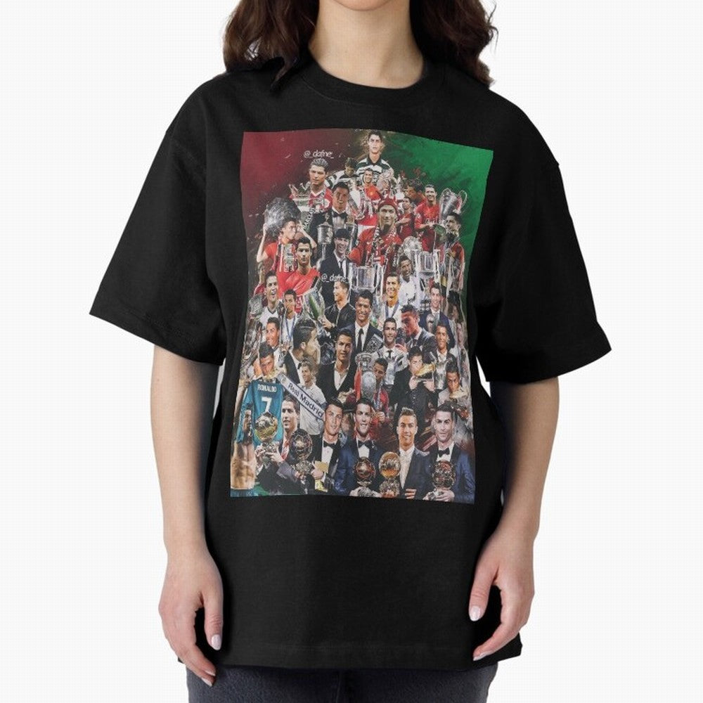 Cristiano Ronaldo (5th Ballon D'Or) Oversized T-Shirt Bring Global Football Passion for FIFA World Cup 2026, Connected to Neymar, England, France and Netherlands, Football History, Final Match Energy, Crowd Noise and Once in a Lifetime Moments;