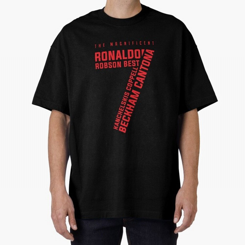 The Magnificent Seven - Man Utd Oversized T-Shirt Bring Match Day Fire to FIFA World Cup 2026 Group Stage Spirit, Highlighting Brazil, Portugal and Argentina, Cristiano Ronaldo, Haaland and CR7, Champion Mindset, Group Stage Buzz, Knockout Tension