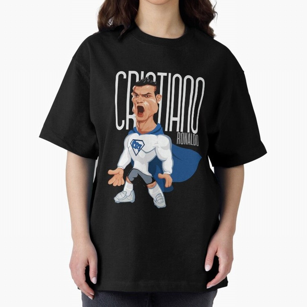 Commic Caricature of Cristiano Ronaldino 'CR7' Oversized T-Shirt Bring Legendary Rivalry Energy to Match Day Hype around FIFA World Cup 2026, Messi, CR7 and Mbappe, Portugal, Spain and Germany, Goal Celebration Energy, Supporter Heritage, Football