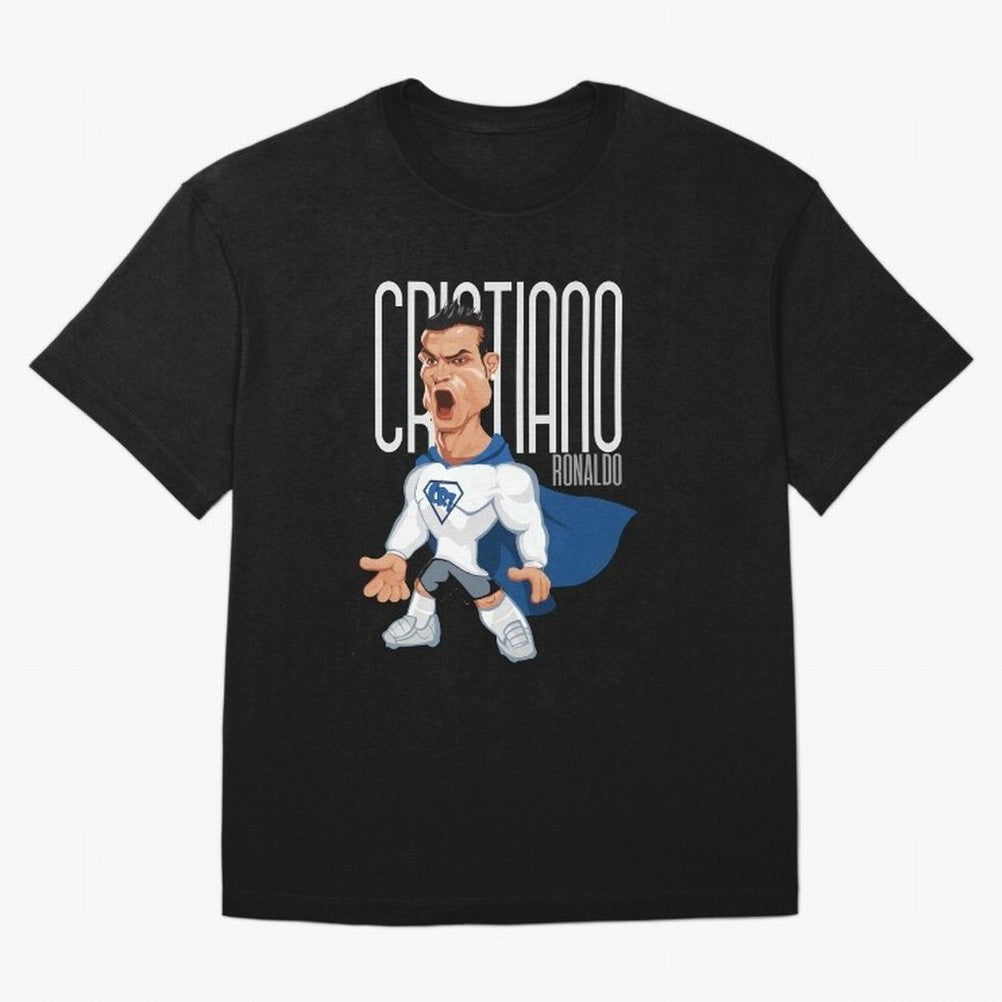 Commic Caricature of Cristiano Ronaldino 'CR7' Oversized T-Shirt Bring Legendary Rivalry Energy to Match Day Hype around FIFA World Cup 2026, Messi, CR7 and Mbappe, Portugal, Spain and Germany, Goal Celebration Energy, Supporter Heritage, Football