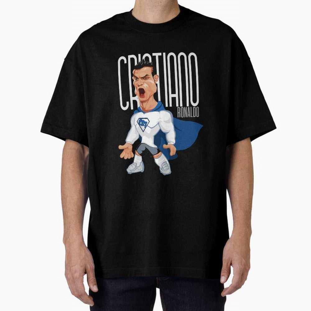 Commic Caricature of Cristiano Ronaldino 'CR7' Oversized T-Shirt Bring Legendary Rivalry Energy to Match Day Hype around FIFA World Cup 2026, Messi, CR7 and Mbappe, Portugal, Spain and Germany, Goal Celebration Energy, Supporter Heritage, Football