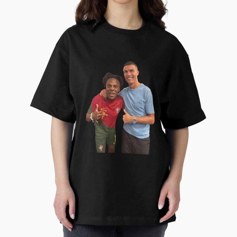 ISHOWSPEED MET RONALDO Oversized T-Shirt Cheer through Every Moment of FIFA World Cup 2026 USA Canada Mexico Spirit, Inspired by France, Neymar, Haaland and Cristiano Ronaldo, Worldwide Fan Energy, Dramatic Goals, Stadium Lights and Championship