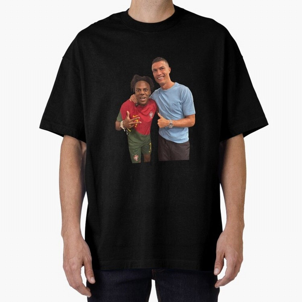 ISHOWSPEED MET RONALDO Oversized T-Shirt Cheer through Every Moment of FIFA World Cup 2026 USA Canada Mexico Spirit, Inspired by France, Neymar, Haaland and Cristiano Ronaldo, Worldwide Fan Energy, Dramatic Goals, Stadium Lights and Championship