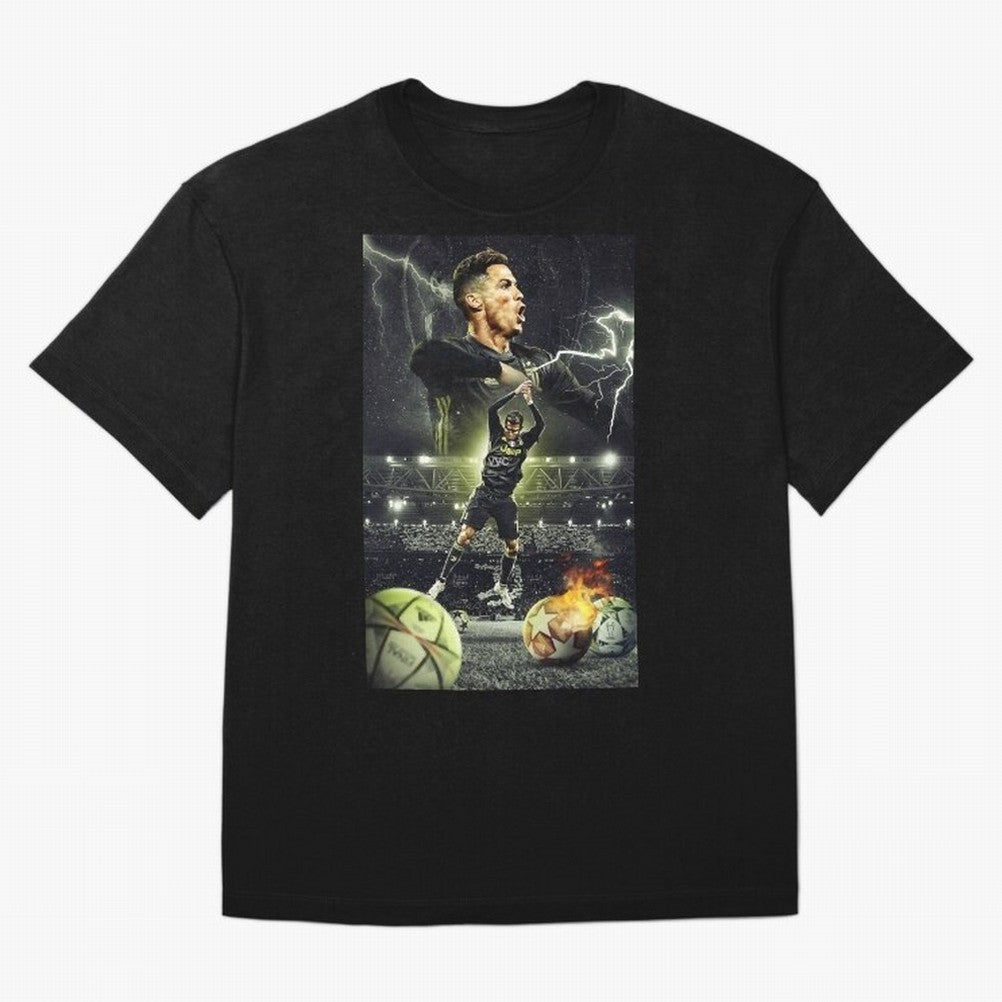 Ronaldo Illustration Oversized T-Shirt Refresh FIFA World Cup 2026 Group Stage Made for Messi, France Energy, Fan Favorite Moments, National Team Passion, Big Match Drama and Soccer History; Ideal for Football Dads, Football Moms, Friends,