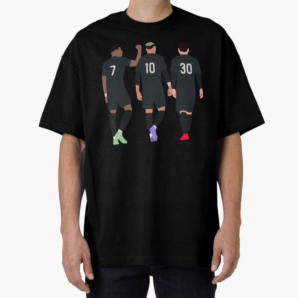 Messi Neymar France Football Players Trio Mmn #y79 Oversized T-Shirt Relive the Noise and Pride of Global Football Passion for FIFA World Cup 2026 USA Canada Mexico, Inspired by Neymar, Haaland and Cristiano Ronaldo, Argentina and Brazil, Stadium