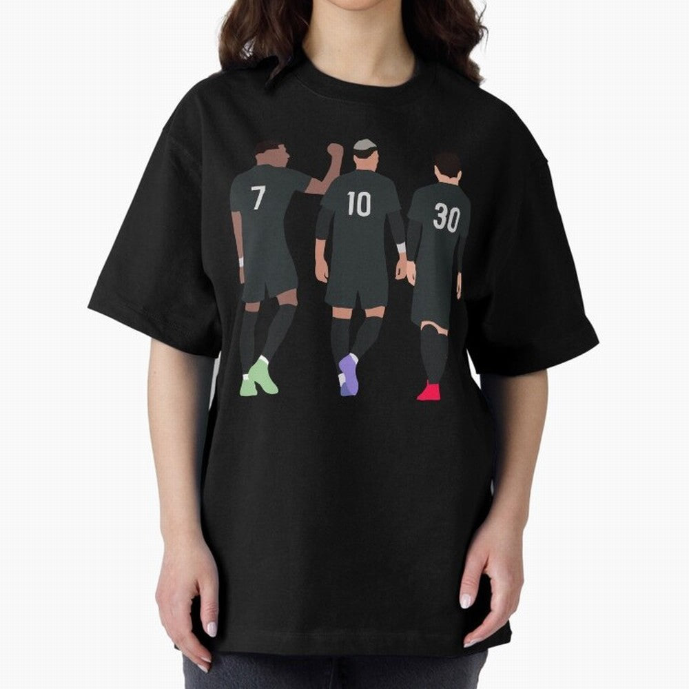 Messi Neymar France Football Players Trio Mmn #y79 Oversized T-Shirt Relive the Noise and Pride of Global Football Passion for FIFA World Cup 2026 USA Canada Mexico, Inspired by Neymar, Haaland and Cristiano Ronaldo, Argentina and Brazil, Stadium