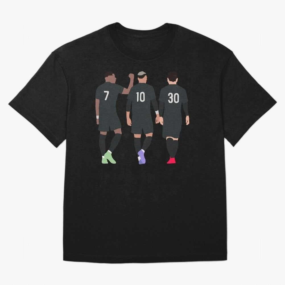 Messi Neymar France Football Players Trio Mmn #y79 Oversized T-Shirt Relive the Noise and Pride of Global Football Passion for FIFA World Cup 2026 USA Canada Mexico, Inspired by Neymar, Haaland and Cristiano Ronaldo, Argentina and Brazil, Stadium