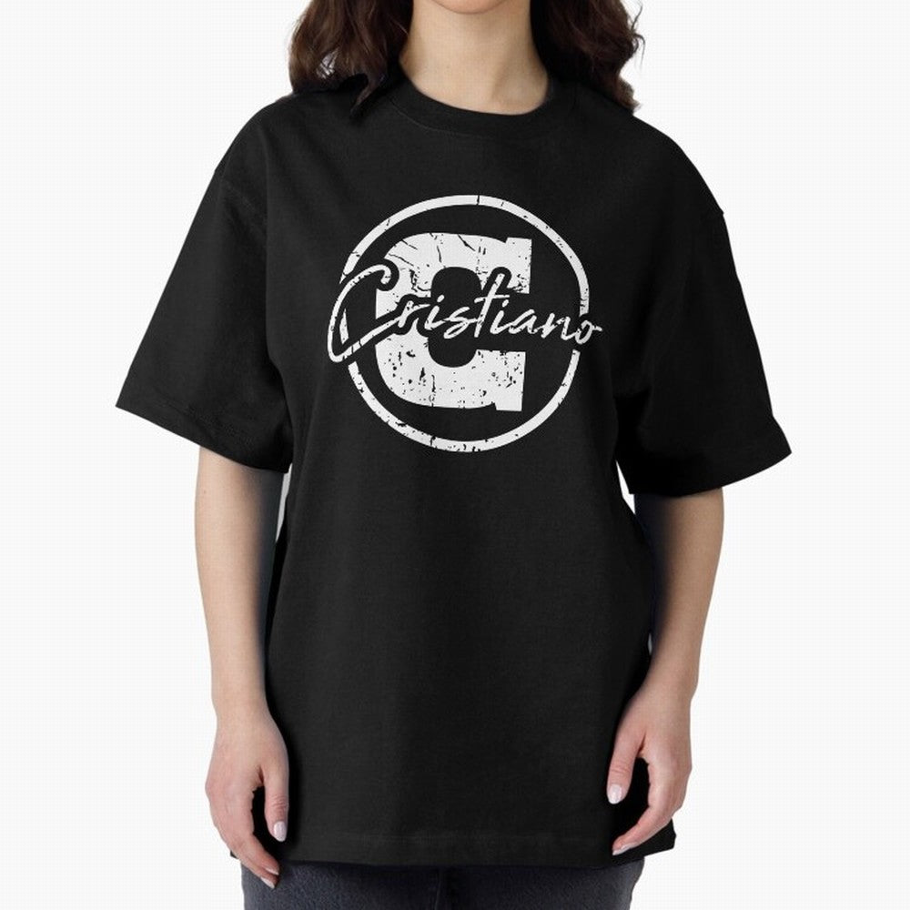 Cristiano Emblem Oversized T-Shirt Follow the Final Road of Global Football Passion for FIFA World Cup 2026 Group Stage, Built around Haaland, Brazil, Vintage Soccer Flavor, Modern Football Stars, National Flags and Final Night Emotion; Made for
