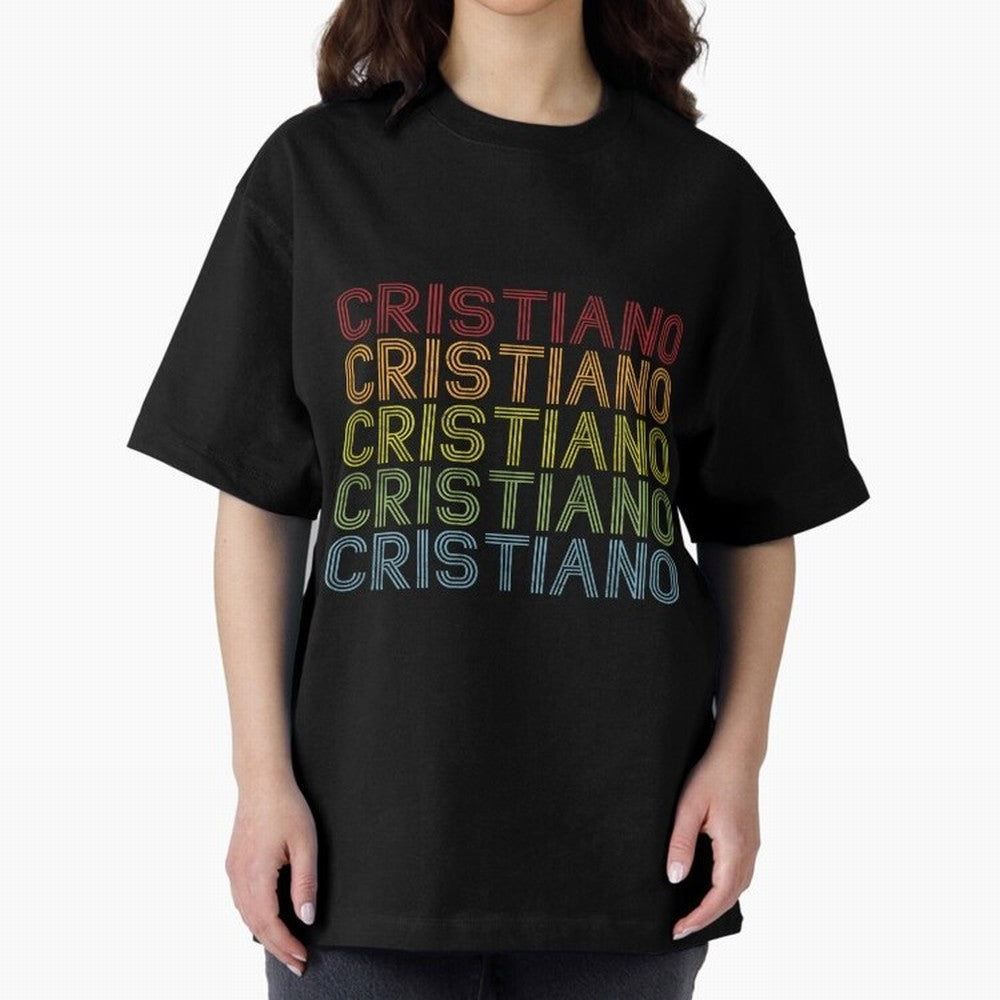 Cristiano Name T Shirt - Cristiano Vintage Retro Cristiano Name Gift Item Tee Oversized T-Shirt Celebrate Football Heritage in FIFA World Cup 2026 Group Stage for Fans of Messi and Cristiano Ronaldo and Spain, Bringing Football Festival Excitement,