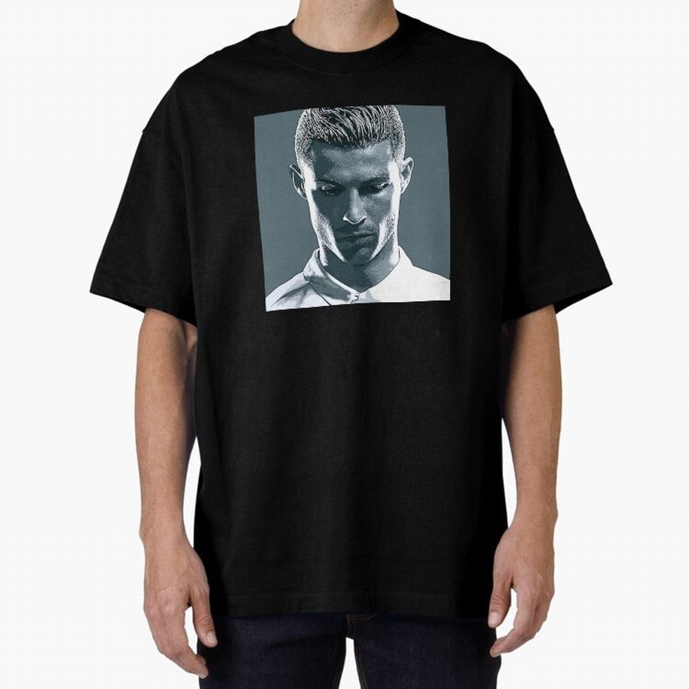 Ronaldo Portrait Oversized T-Shirt Treasure Match Day Hype around FIFA World Cup 2026, Mbappe and Neymar, Spain and Netherlands, Retro Football Energy, Iconic Rivalries, Trophy Chase Drama and Stadium Atmosphere; Ideal for Fans Who Follow Messi,