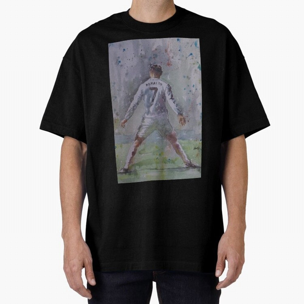 Cristiano Ronaldo - Portrait 2 Oversized T-Shirt Stand with Global Football Passion for FIFA World Cup 2026 USA Canada Mexico, Centered on Haaland, England and Germany, Classic Soccer Heritage, Championship Pressure, Fan Loyalty and International