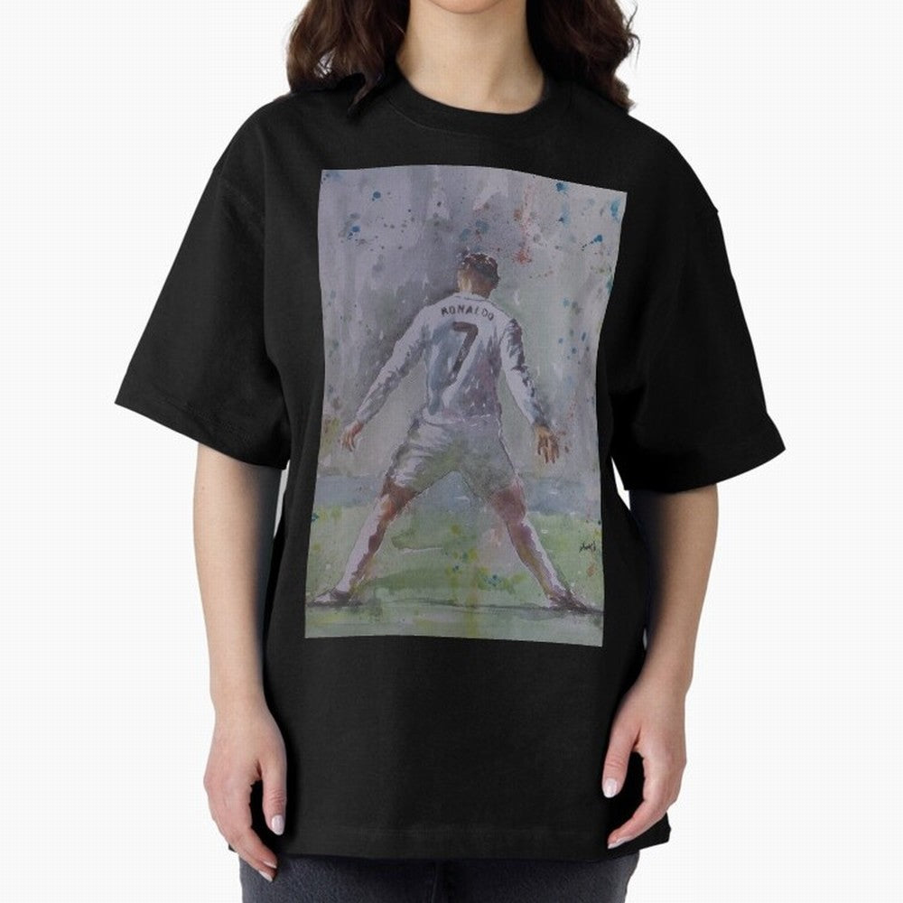 Cristiano Ronaldo - Portrait 2 Oversized T-Shirt Stand with Global Football Passion for FIFA World Cup 2026 USA Canada Mexico, Centered on Haaland, England and Germany, Classic Soccer Heritage, Championship Pressure, Fan Loyalty and International
