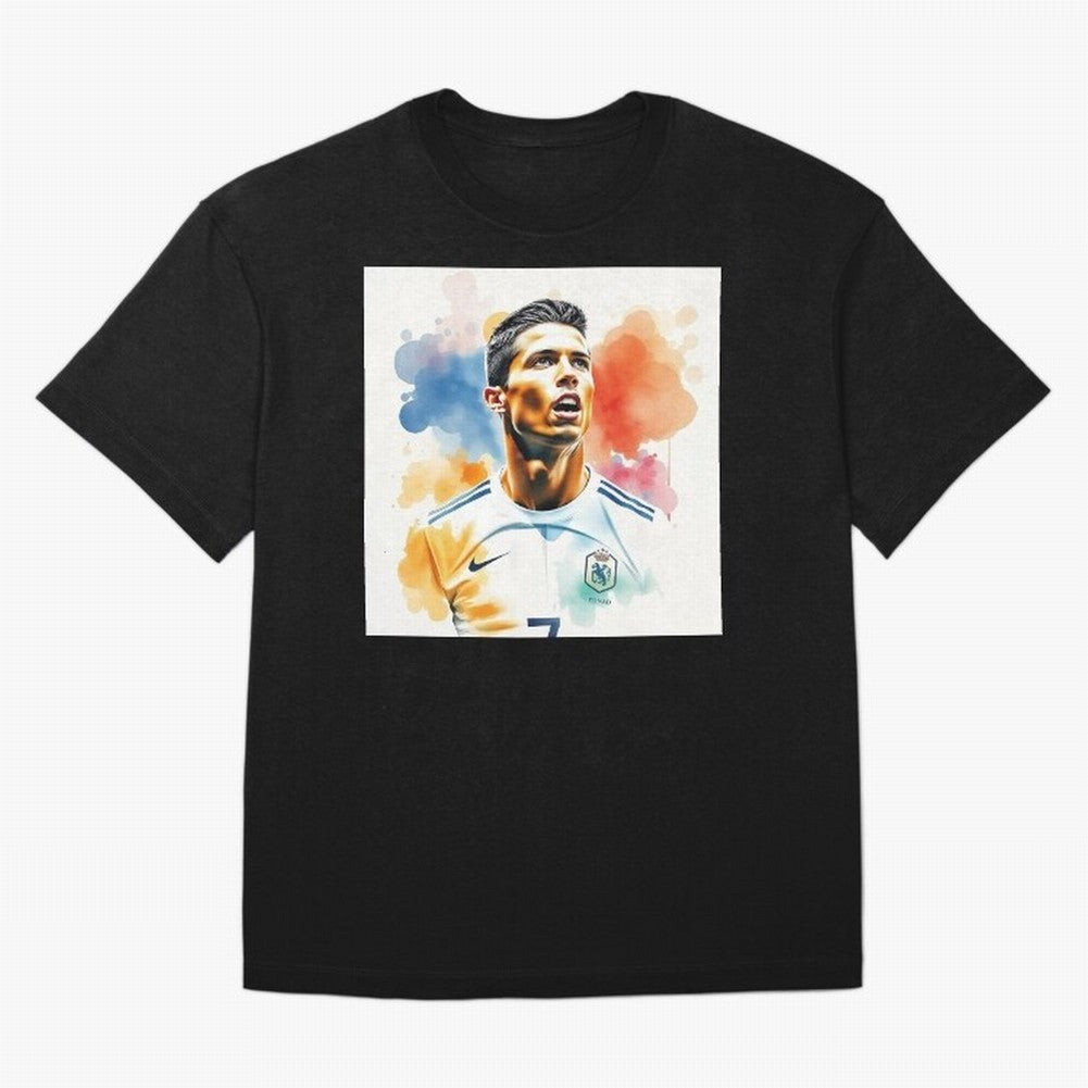 Cristiano Ronaldo Watercolor Panting Oversized T-Shirt Enjoy FIFA World Cup 2026 Featuring Mbappe, France and Portugal Energy, Tournament Hype, Historic Matchups, Family Viewing Parties and Global Sports Pride; Created for Match Day Parties, Soccer