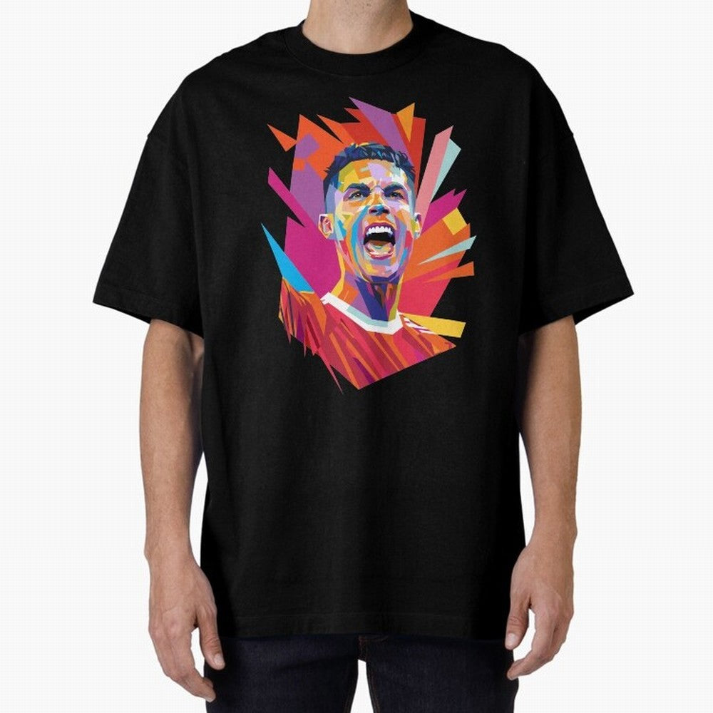 Cristiano Ronaldo Pop Art WPAP Oversized T-Shirt Celebrate Unforgettable Nights in FIFA World Cup 2026 Spirit, Celebrating England, Haaland, Game Day Rituals, Football Legends, Country Pride and the Road to the Final; Great for Watch Parties,