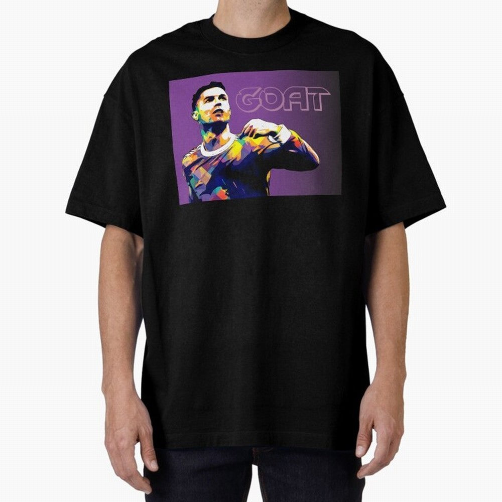 Cristiano Ronaldo Goat Popart Oversized T-Shirt Treasure FIFA World Cup 2026 USA Canada Mexico Spirit, Centered on England, Messi, Champion Mindset, Group Stage Buzz, Knockout Tension and Passionate Fan Culture; Ideal for Fans Who Follow Messi,