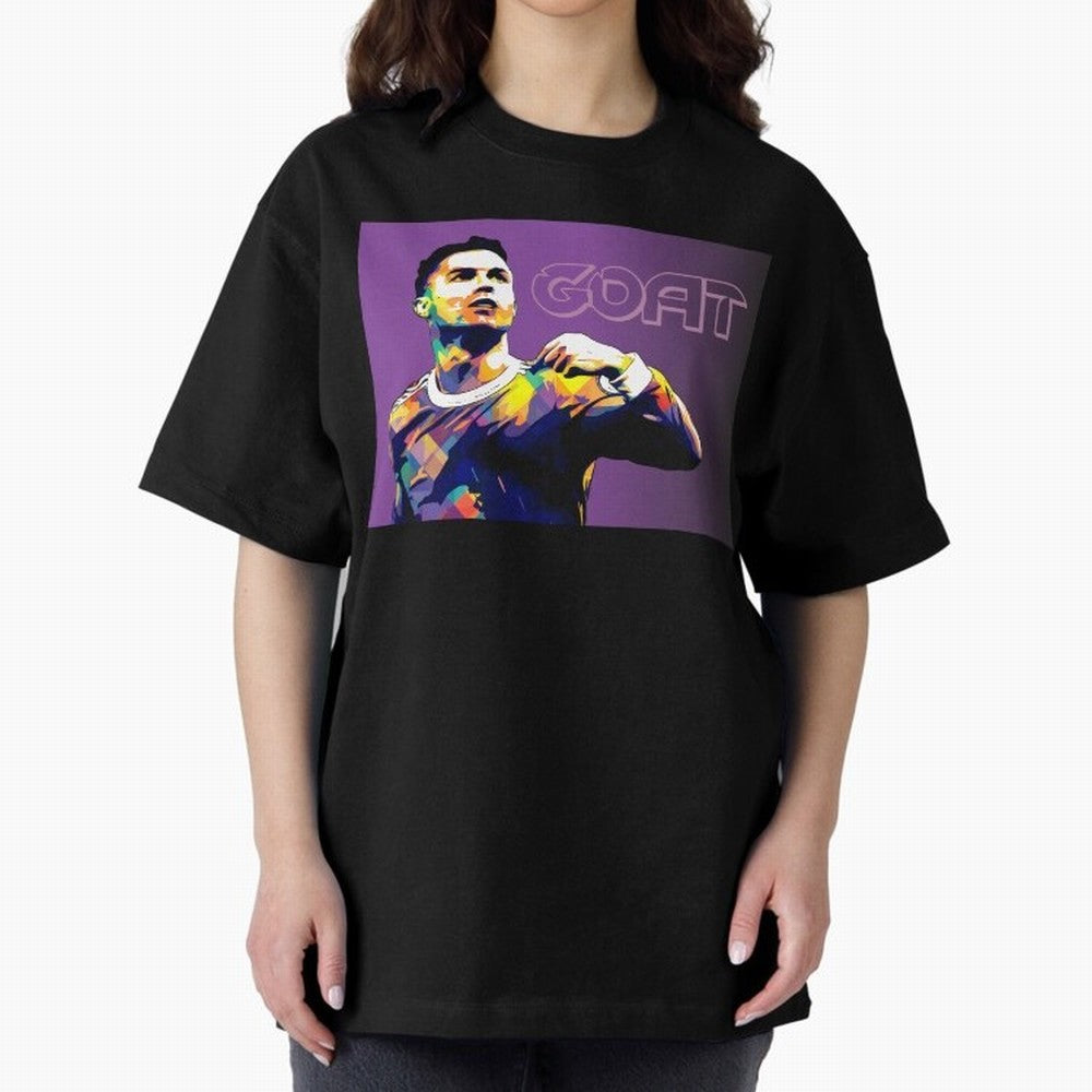Cristiano Ronaldo Goat Popart Oversized T-Shirt Treasure FIFA World Cup 2026 USA Canada Mexico Spirit, Centered on England, Messi, Champion Mindset, Group Stage Buzz, Knockout Tension and Passionate Fan Culture; Ideal for Fans Who Follow Messi,