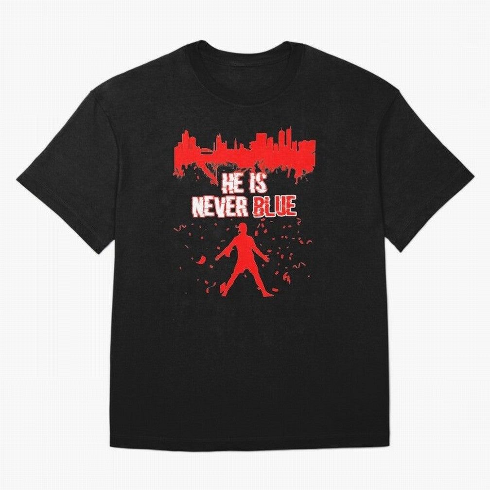 Cr7-Ronaldo-He Is Never Blue Manchester-Red Oversized T-Shirt Turn Up for Global Football Passion for FIFA World Cup 2026 USA Canada Mexico, Capturing Messi, Neymar and Mbappe, Argentina, Classic Soccer Heritage, Championship Pressure, Fan Loyalty
