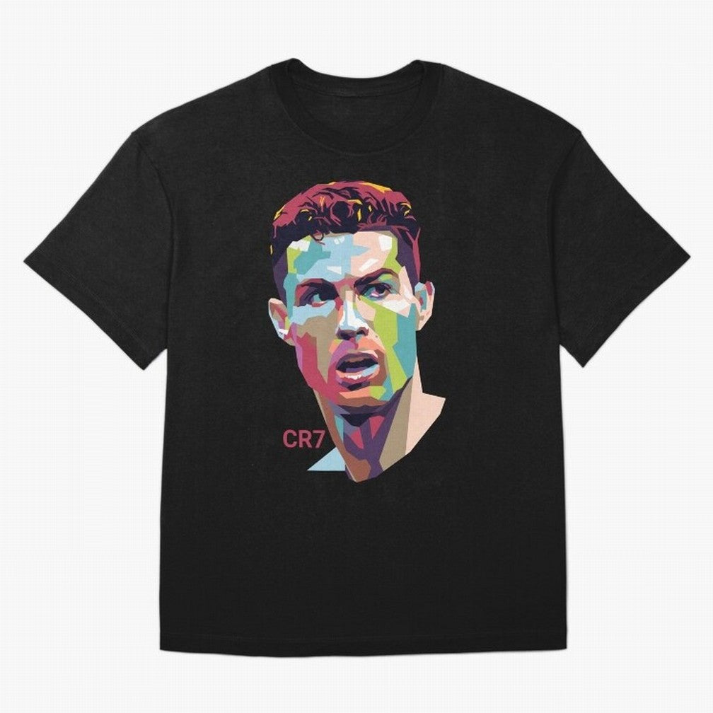 Cristiano Ronaldo Pop Art Portrait Oversized T-Shirt Carry the Colors and Pride of FIFA World Cup 2026 USA Canada Mexico for Fans of Mbappe and England and Germany, Bringing Football Passion, Legendary Performances, Festival Vibes and Supporter