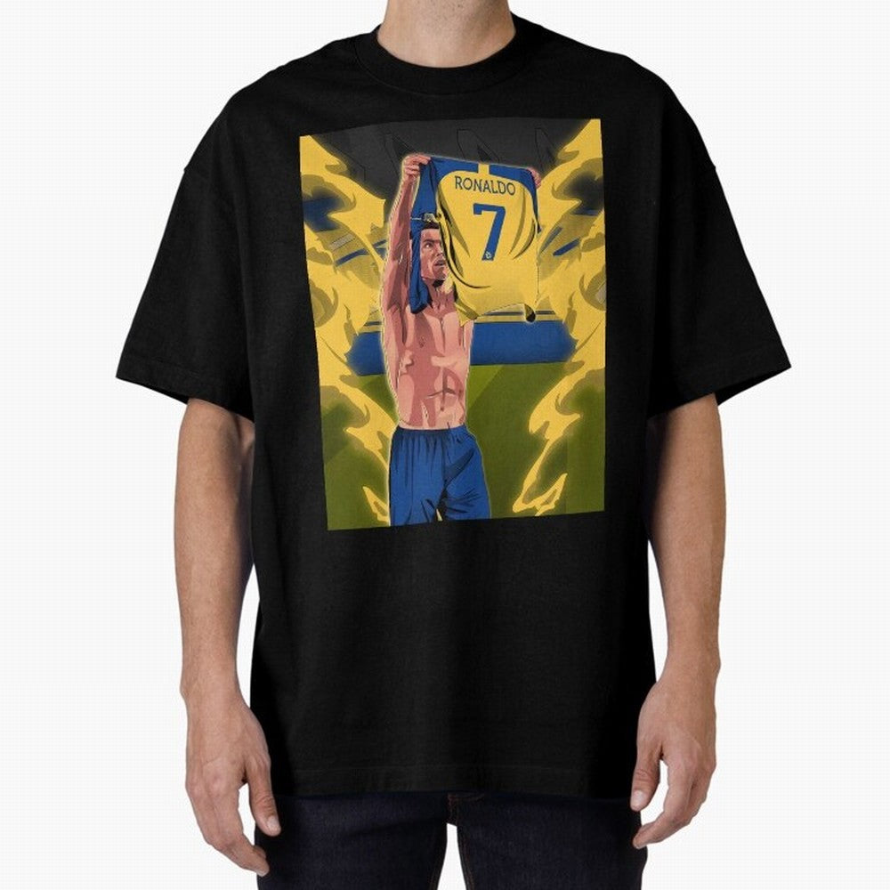aksi copot kaos selebrasi Oversized T-Shirt Honor the Beautiful Game during Match Day Hype around FIFA World Cup 2026 USA Canada Mexico, CR7, England and Germany, Soccer Culture, Superstar Moments, National Team Dreams and Competitive Fire; Great