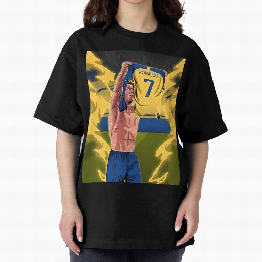 aksi copot kaos selebrasi Oversized T-Shirt Honor the Beautiful Game during Match Day Hype around FIFA World Cup 2026 USA Canada Mexico, CR7, England and Germany, Soccer Culture, Superstar Moments, National Team Dreams and Competitive Fire; Great