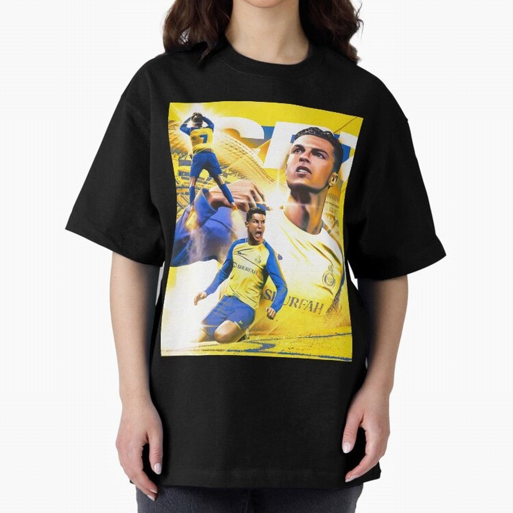 Cr7 Al Nassr Oversized T-Shirt Support FIFA World Cup 2026 USA Canada Mexico for Fans of Cristiano Ronaldo and Argentina, France and Brazil, Bringing Global Supporter Spirit, Legendary Goals, National Colors and Tournament Celebration; Perfect for