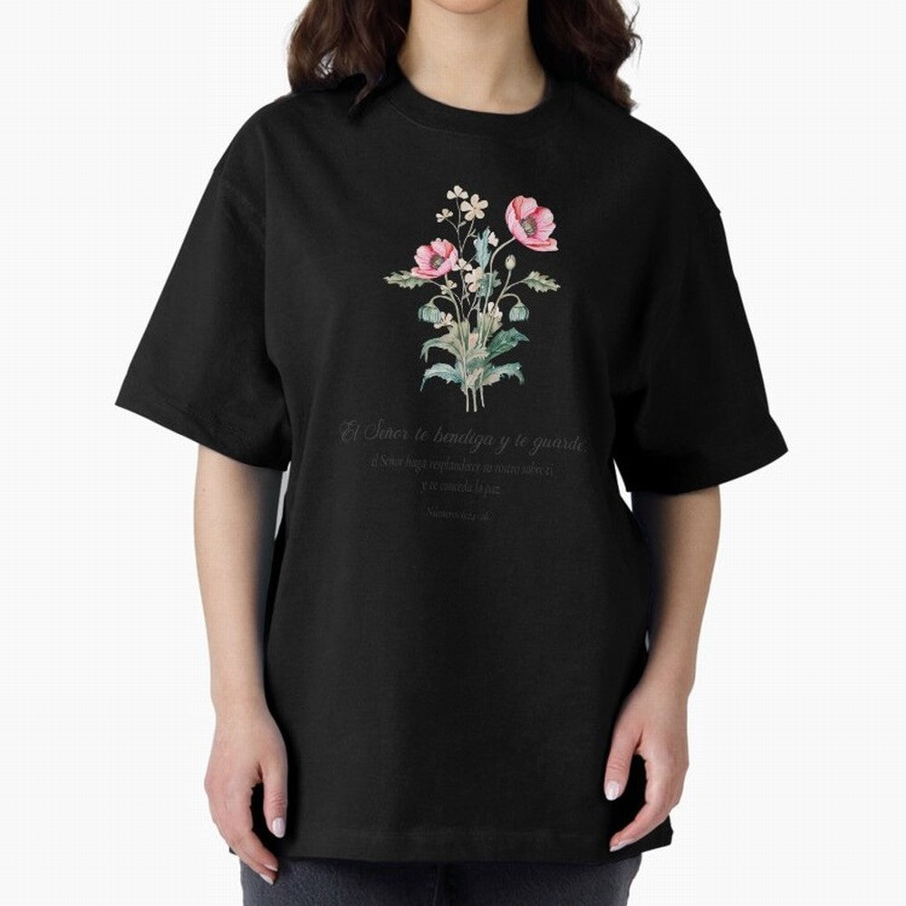 N¨²meros 6:24¨C26 ¨C El Se?or te bendiga y te guarde | Bendici¨®n B¨ªblica Floral | Regalo Cristiano Oversized T-Shirt Show Match Day Excitement for the FIFA World Cup 2026 Group Stage Journey through Mbappe Highlights, Brazil, Portugal and